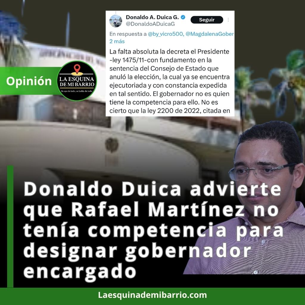 Donaldo Duica advierte que Rafael Martínez no tenía competencia para designar gobernador encargado