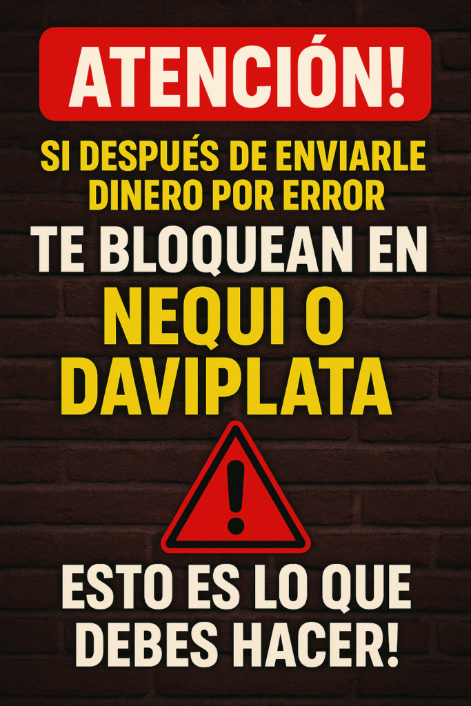🟥 ¡ATENCIÓN! Si alguien te bloquea después de enviarle dinero por error en Nequi o Daviplata, esto es lo que debes hacer YA